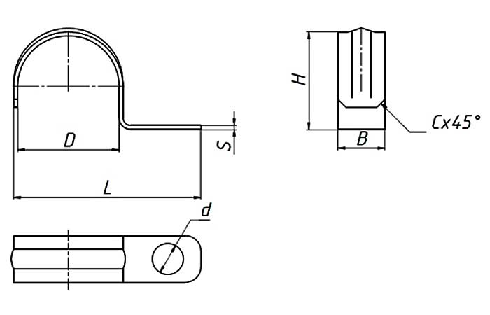 Габаритная схема скобы однолапковой СО-60