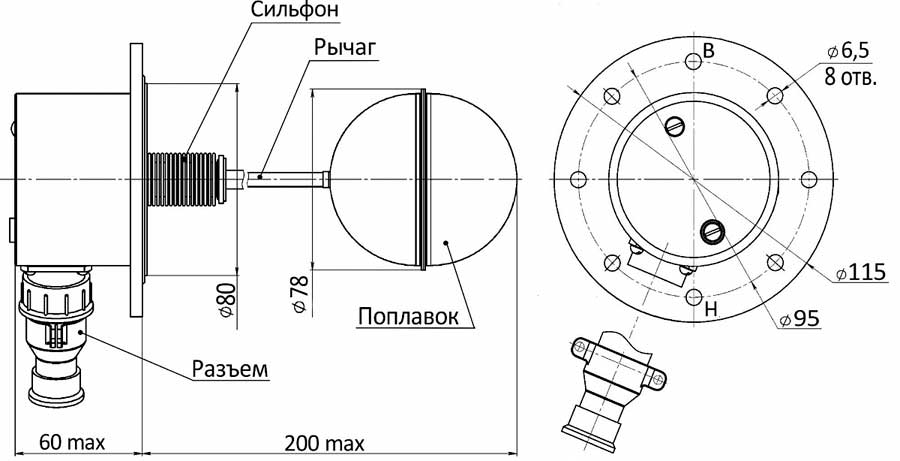 Конструкция, габаритные и установочные размеры ДРУ-ПМ